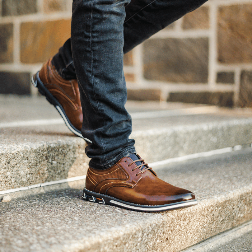 St.Vaxholm Oxford Lisse Stripe – finsko i äkta läder – Brun – Herr