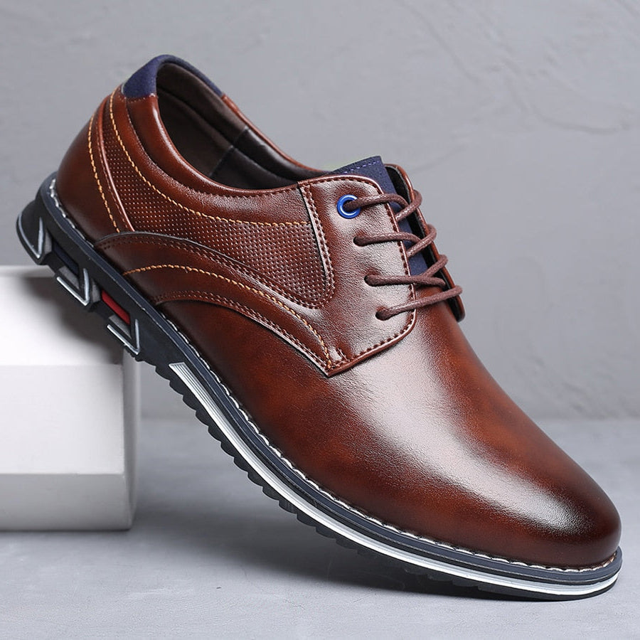 St.Vaxholm Oxford Lisse Stripe – finsko i äkta läder – Brun – Herr