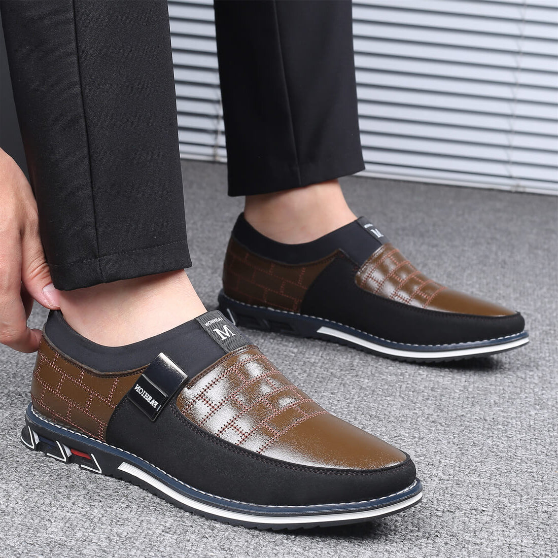 St.Vaxholm Slip-on läderskor – Brun – Herr
