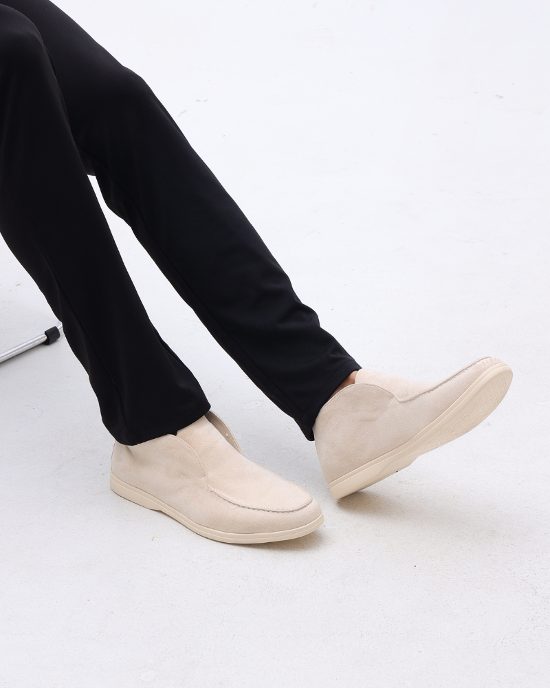 St.Vaxholm Höga mockaskor i äkta mockaläder – Beige