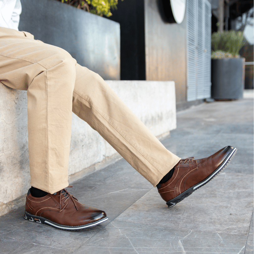 St.Vaxholm Oxford Lisse Stripe – finsko i äkta läder – Brun – Herr