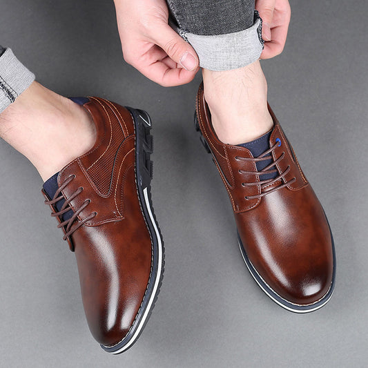 St.Vaxholm Oxford Lisse Stripe – finsko i äkta läder – Brun – Herr