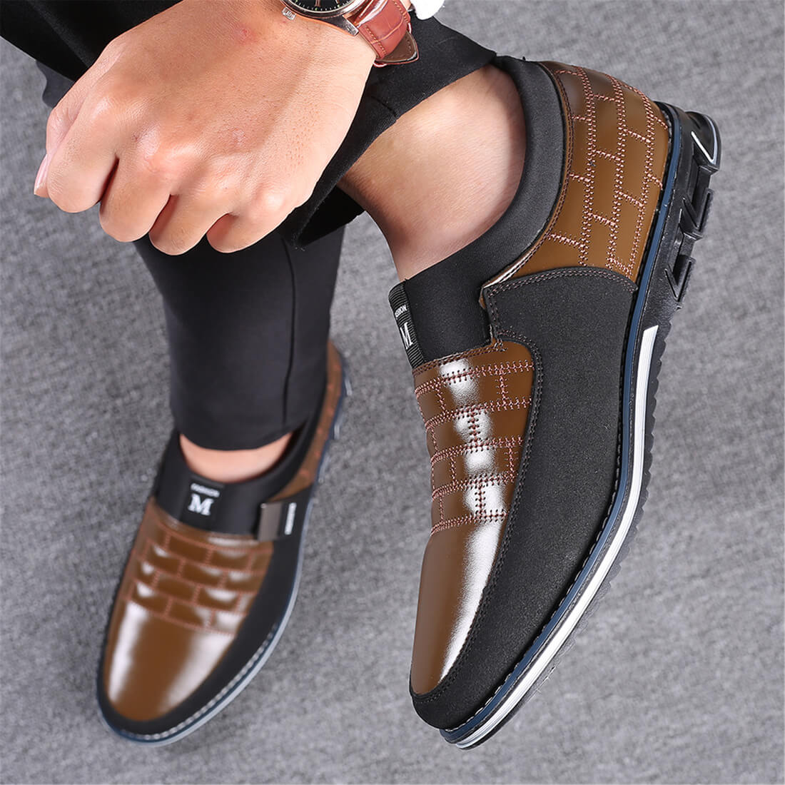 St.Vaxholm Slip-on läderskor – Brun – Herr