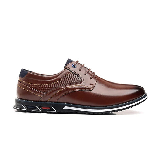 St.Vaxholm Oxford Lisse Stripe – finsko i äkta läder – Brun – Herr