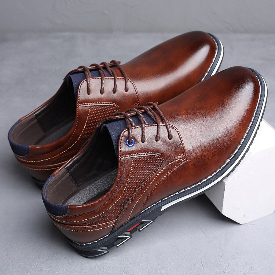 St.Vaxholm Oxford Lisse Stripe – finsko i äkta läder – Brun – Herr