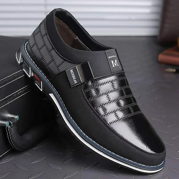St.Vaxholm Slip-on lädersko i äkta läder – Svart – Herr