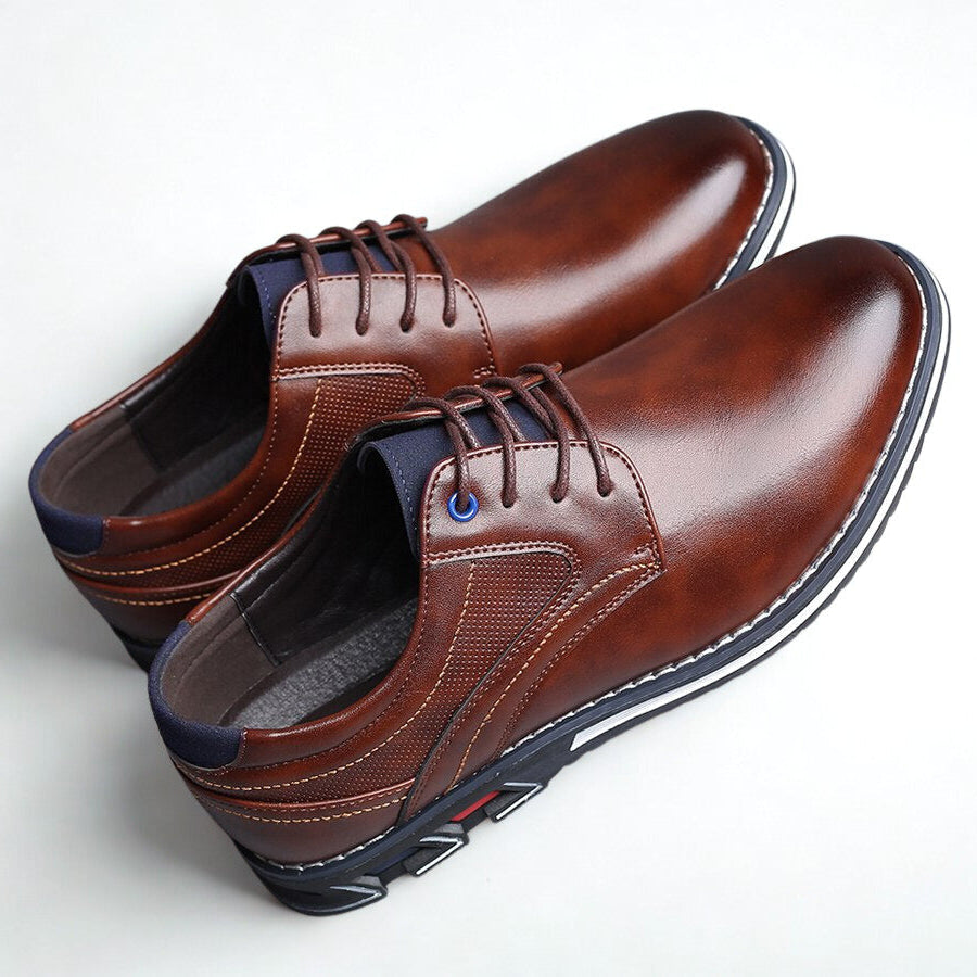 St.Vaxholm Oxford Lisse Stripe – finsko i äkta läder – Brun – Herr