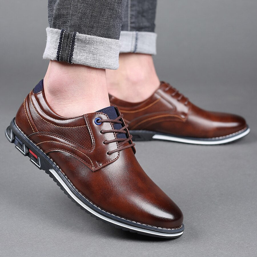 St.Vaxholm Oxford Lisse Stripe – finsko i äkta läder – Brun – Herr