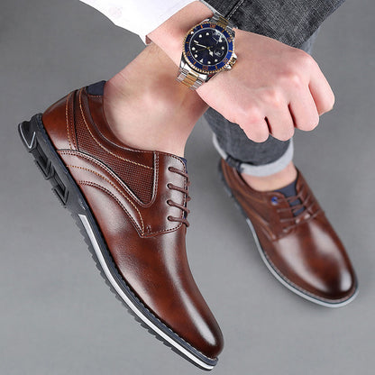 St.Vaxholm Oxford Lisse Stripe – finsko i äkta läder – Brun – Herr