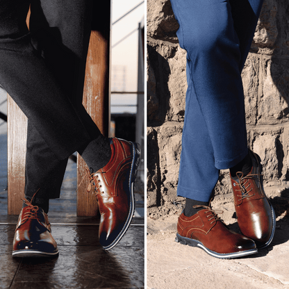 St.Vaxholm Oxford Lisse Stripe – finsko i äkta läder – Brun – Herr