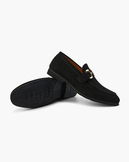 St.Vaxholm Pennyloafer i mocka – Svart – Herr