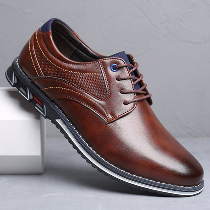 St.Vaxholm Oxford Lisse Stripe – finsko i äkta läder – Brun – Herr