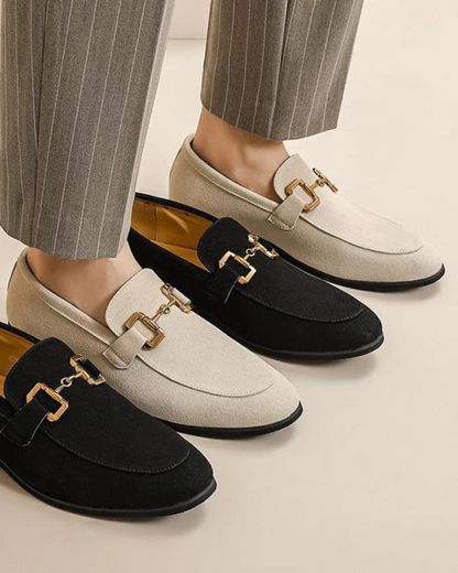 St.Vaxholm Pennyloafer i mocka – Svart – Herr