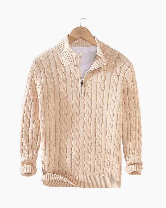 St.Vaxholm Verbier Ziptröja i Premium Bomull - Beige