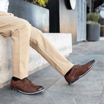 St.Vaxholm Oxford Lisse Stripe – finsko i äkta läder – Brun – Herr