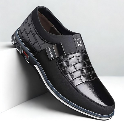 St.Vaxholm Slip-on lädersko i äkta läder – Svart – Herr
