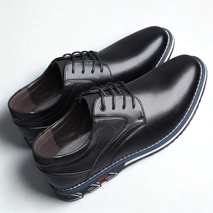 St.Vaxholm Oxford Lisse Stripe – finsko i äkta läder – Svart – Herr
