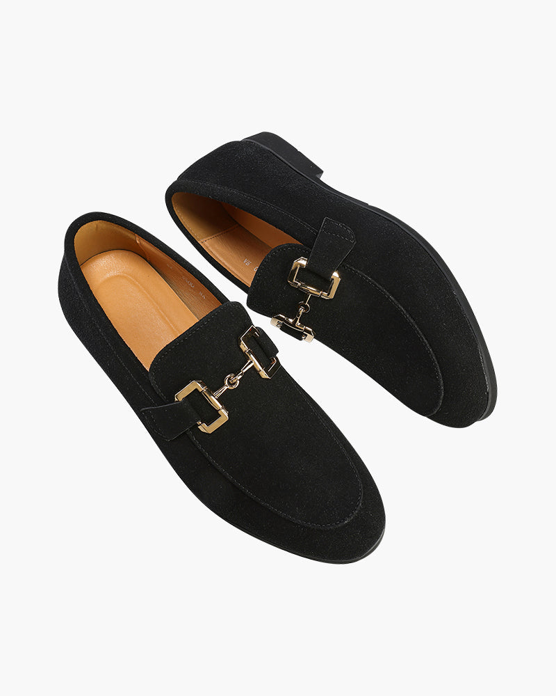 St.Vaxholm Pennyloafer i mocka – Svart – Herr