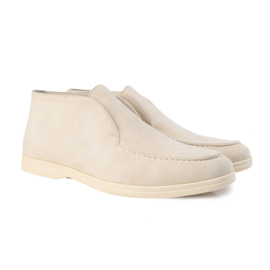 St.Vaxholm Höga mockaskor i äkta mockaläder – Beige