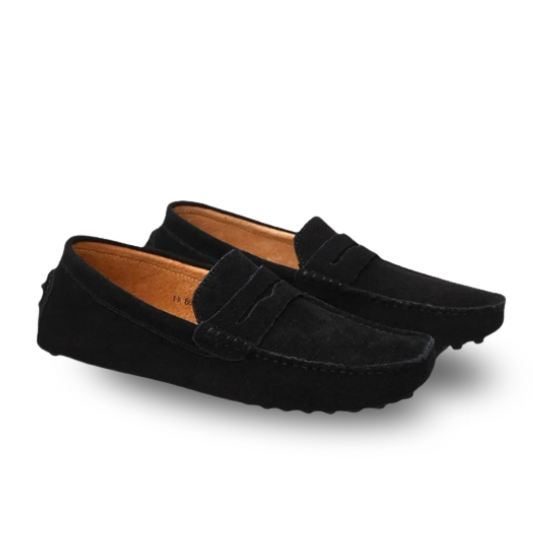 St.Vaxholm Driverloafers i mocka – Svart - Herr