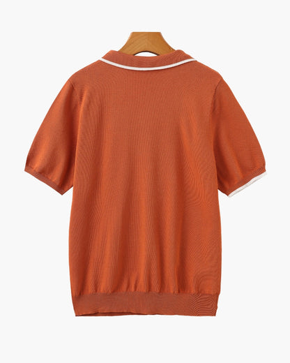 St.Vaxholm - Monaco Edge Stickad Piké - Orange