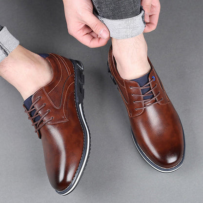 St.Vaxholm Oxford Lisse Stripe – finsko i äkta läder – Brun – Herr