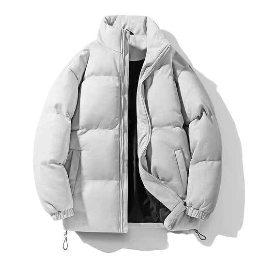 St.Vaxholm – Exklusiv Parkas i Hjortskinnsvelour – Lyxig Vinterjacka - Ljusgrå