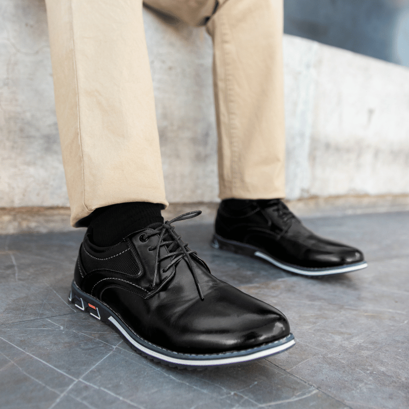 St.Vaxholm Oxford Lisse Stripe – finsko i äkta läder – Svart – Herr