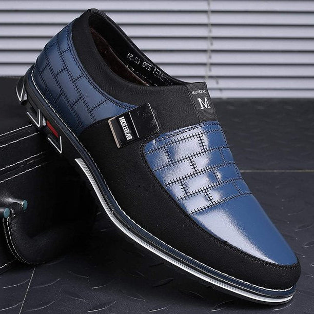 St.Vaxholm Slip-on läderskor – Blå – Herr
